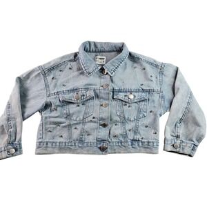 CISONO Rhinestone Embellished Denim Jacket Women's S Blue Light Wash